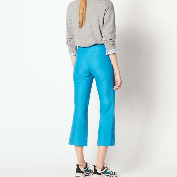 NWT Sandro Paris Straight Cut 7/8 Length Trousers in Blue Sz 6 - Picture 2 of 10